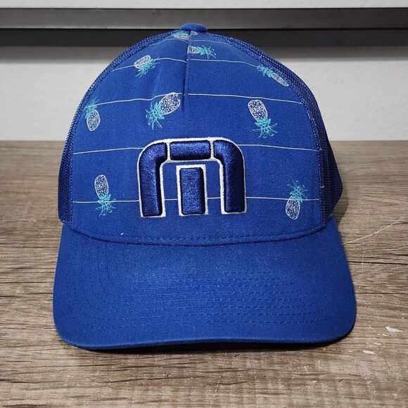 Travis Mathew Flexfit Snapback Mesh Golf Hat Pineapple Blue - Picture 1 of 5